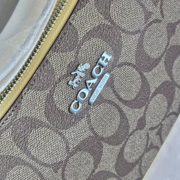 Coach Teri Shoulder Bag Brown CA548 Signature Canvas Yellow Crossbody ORGPKG - Picture 9 of 13